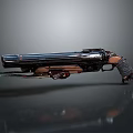 Futuristic Sleek Weapon Design With Metallic Body Wooden Accents And Intricate Details