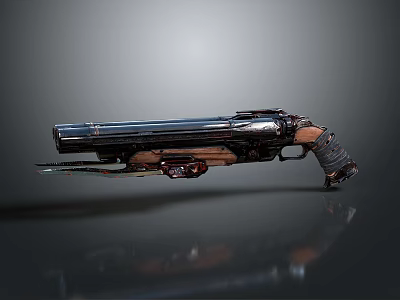 Futuristic Sleek Weapon Design With Metallic Body Wooden Accents And Intricate Details 3d model
