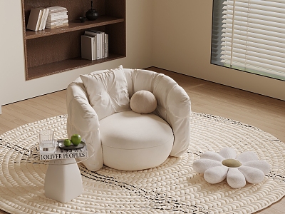 Cream Style Single Person Sofa Casual Sofa Side Corner Carpet model