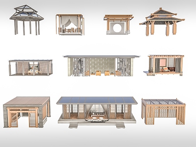 Pavilion now new Chinese style 3d model