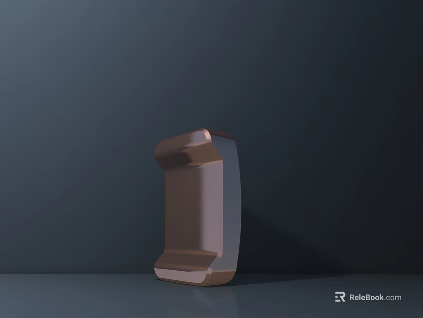 Modern Copper Metallic Table Lamp With Sleek Lines On Dark Tabletop 3d model 
