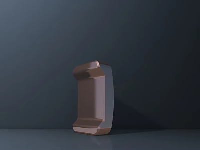 Modern Copper Metallic Table Lamp With Sleek Lines On Dark Tabletop 3d model