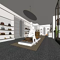 Stylish Modern Boutique Interior With Designer Bags Shoes Display Shelves Mannequin And Lighting