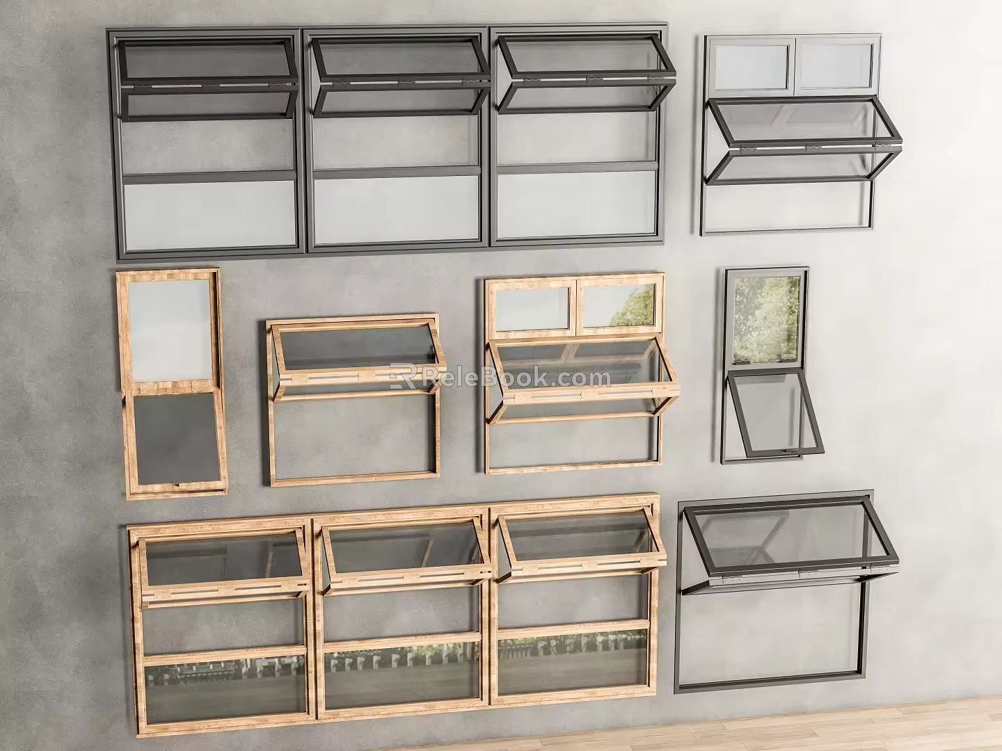Modern window combination window glass window floor-to-ceiling window balcony window folding window stainless steel sliding window push-open window door and window 3d model