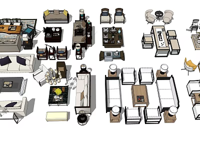 Stylish Sofa and Coffee Table Combinations in Various Modern Designs for Living Room 3d model