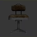 Office Chair Brown Leather Upholstered with Metal Five Star Caster Base and Backrest Handle