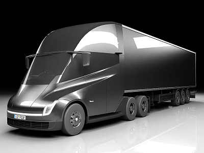Futuristic Black Semi Truck With Sleek Aerodynamic Design And Modern Front Fascia 3d model