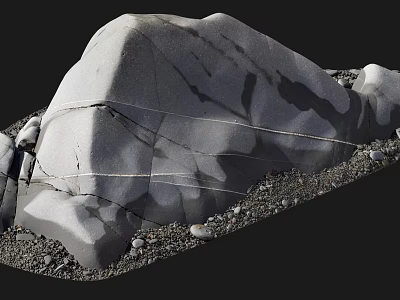 Rustic Natural Stone Structure With Wooden Accents And Gravel Texture Details 3d model