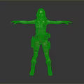 Woman In Green Top Brown Tactical Pants With Tactical Gear And Arms Outstretched
