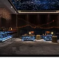 Modern KTV Lounge With Starry Ceiling Bar Counter And Comfortable Sofas 3d model