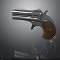 Classic Silver Revolver With Brown Wooden Grip And Shiny Metallic Finish