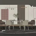 Modern dining table and chair combination 3d model