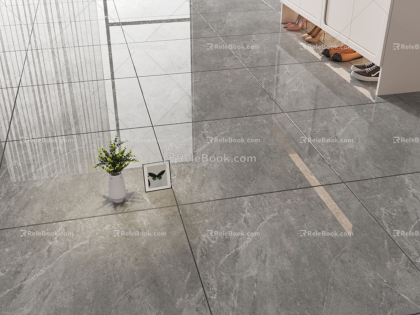 Grey Marble Pattern Polished Floor Tiles 80 Floor Tiles 3d model