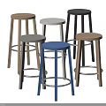 Stylish Bar Stools In Various Colors With Wooden Legs And Metal Rings