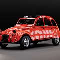Red Classic Car With Retro Design Shiny Exterior And Vintage Style