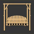 Light Colored Wooden Swing Stool With Sturdy Frame And Slatted Seat Design