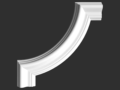 White Curved Decorative Corner Molding With Smooth Surface For Architectural Decoration 3d model
