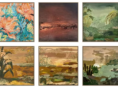 Abstract Paintings Collection Featuring Vibrant Colors Diverse Textures and Natural Themes 3d model