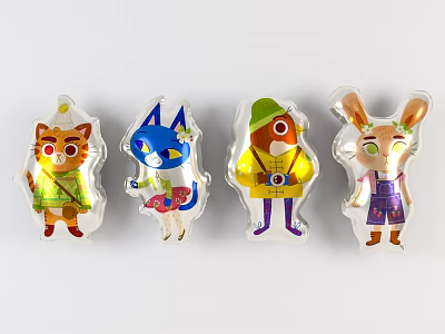 Cute Colorful Inflatable Cartoon Animal Figures With Various Outfits And Designs 3d model