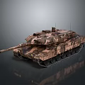 Modern Military Tank With Camouflage Paint Cannon Barrel And Tracks