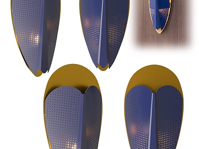 Modern special-shaped creative blue metal wall lamp combination art wall lamp wall lamp blue metal perforated plate wall lamp creative modeling wall lamp model