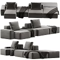 Modern Gray Sectional Sofa With Plush Pillows And Cozy Throw Blanket Design 3d model