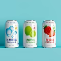 Three Flavors Sparkling Soda Drinks Lactic Acid Bacteria Lime Strawberry With Fruit