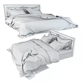 Modern Double Bed With White Bedding Gray Blanket And Pillows 3d model