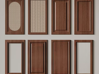 Wooden Wardrobe Doors With Various Designs And Different Panel Styles Displayed 3d model