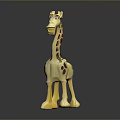 Cute Cartoon Style Giraffe Toy With Yellow Body Brown Spots Standing On Dark Background