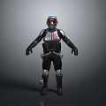 Modern Silver Black Armor In Standing Pose With Red Logo And Design