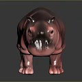 Pink Hippopotamus Stuffed Toy Standing On Dark Background With Reflection