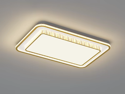 Modern Square Ceiling Light With Gold Frame And White Illuminated Panel 3d model