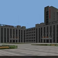 Modern City Peoples Hospital Building With Spacious Square Benches And Large Windows
