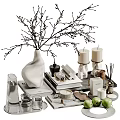 Chic Home Decor Items Featuring Vase Branches Candles Books Aromatherapy And Green Apples