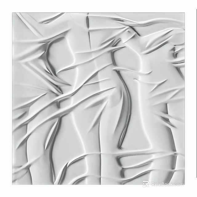 White Textured Abstract Wall Decor With Irregular Lines And 3D Folds 3d model 