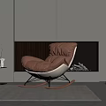 Brown Leather Rocker Recliner in Modern Interior with Side Table Vase and Floor Lamp