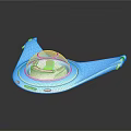 Blue Spacecraft With Transparent Dome And Flying Saucer Like Design For Space Exploration