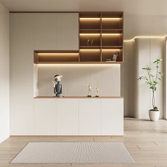 Modern Porch Cream Porch Shoe Cabinet Partition Wardrobe 3d model