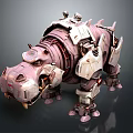 Futuristic Armored Mechanical Hippo With Robotic Legs And Detailed Design