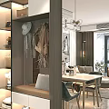 Elegant Modern Living Dining Room Interior With Sofa Round Coffee Table And Chandelier