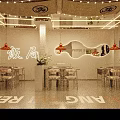 Modern Hotpot Restaurant Open Design With Neon Lights Marble Bar And Glass Windows