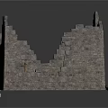 Ruined Stone Walls Of Ancient Building With Wooden Beams And Interior Floor