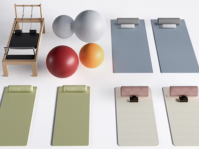 Public Fitness Facilities With Yoga Mats Fitness Balls And Stretching Equipment 3d model