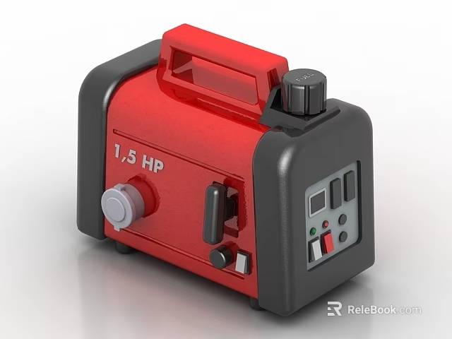 Red 1.5 HP Industrial Equipment with Handle Control Panel and Knobs for Portable Use 3d model