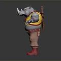 Orc Warrior Character With Yellow Vest And Red Boots 3D Render 3d model