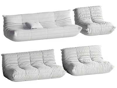 Modern White Tufted Sectional Sofa Set With Modular Design And Comfortable Seats 3d model
