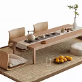 Japanese-style Tatami Tea Table and Chair Combination 3d model