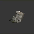 Natural Stone Rock With Rough Surface Texture And Green Moss Accents