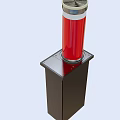 Road Traffic Safety Bollard With Red Cylinder And Silver Top Installation Base